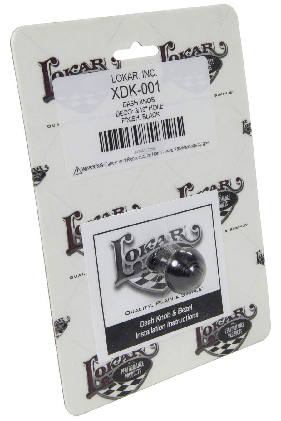 XDK-001 Lokar Performance Products Dash Knob - Deco - 3/16" Hole - Black
