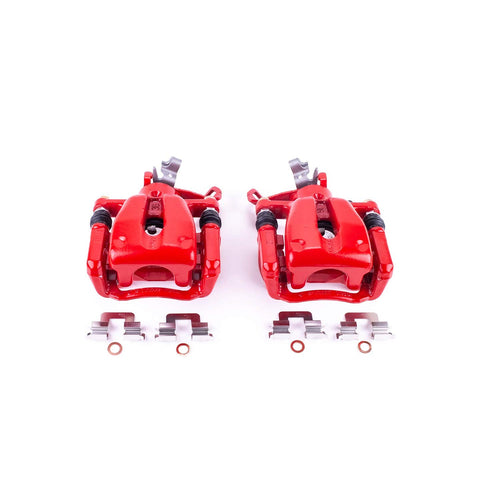 Power Stop Pair of High-Temp Red Powder Coated Rear Calipers For Mini Cooper 2007-2015 [Model Specific]