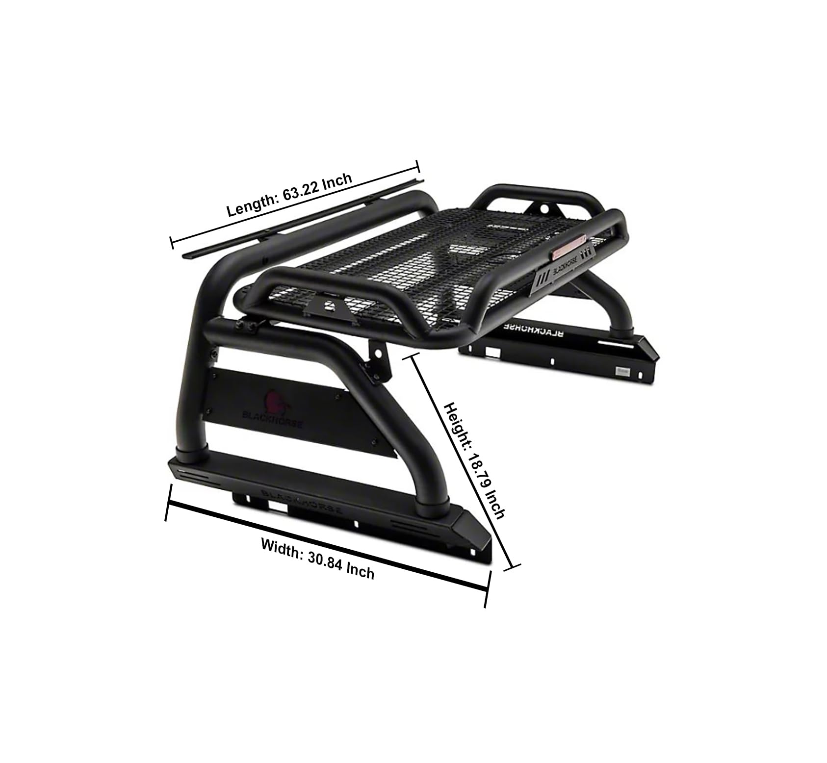 Atlas Black Horse Roll Bar Incl. Pair of 7.0" Dia. Led Lights w/Red Trim Rings Compatible with 2005-2024 Toyota Tacoma-ATRB6BK-PLR