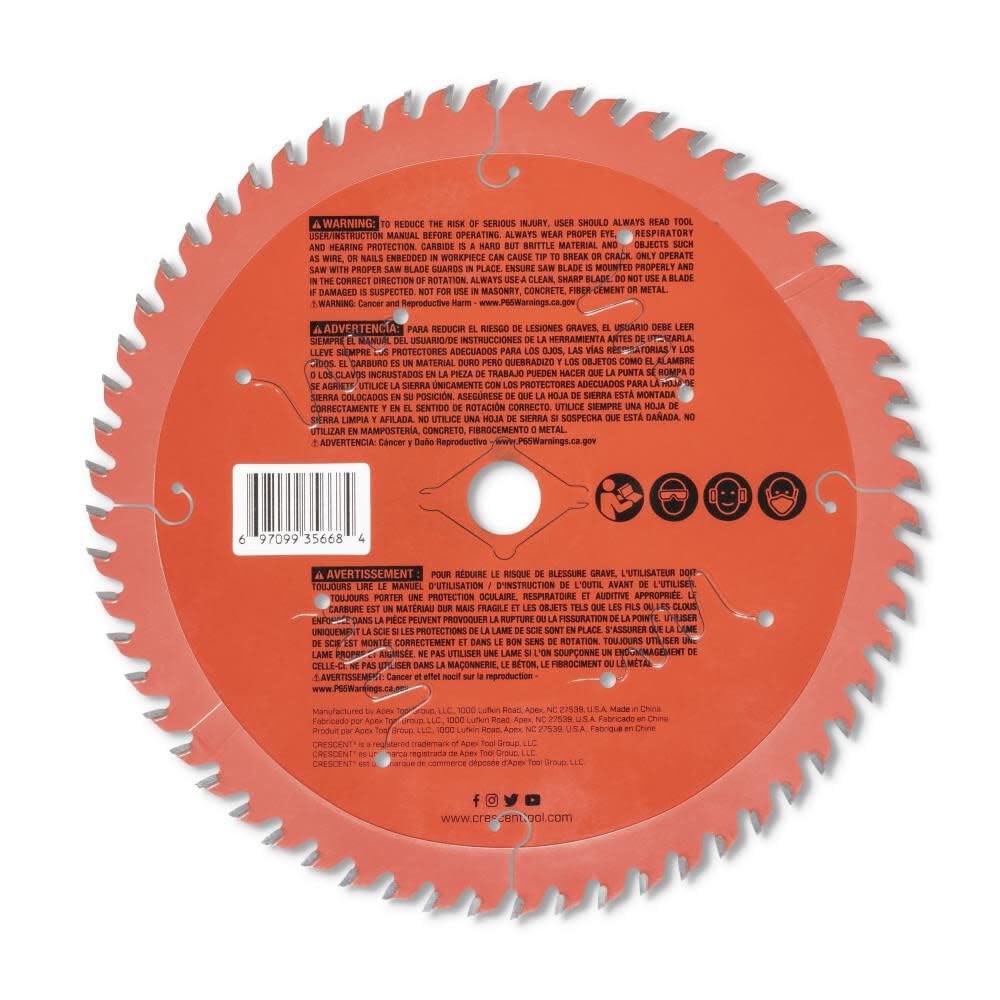 Crescent 7 1/4'' Circular Saw Blade X 60 Tooth Fine Cut Ultra Fine Finishing