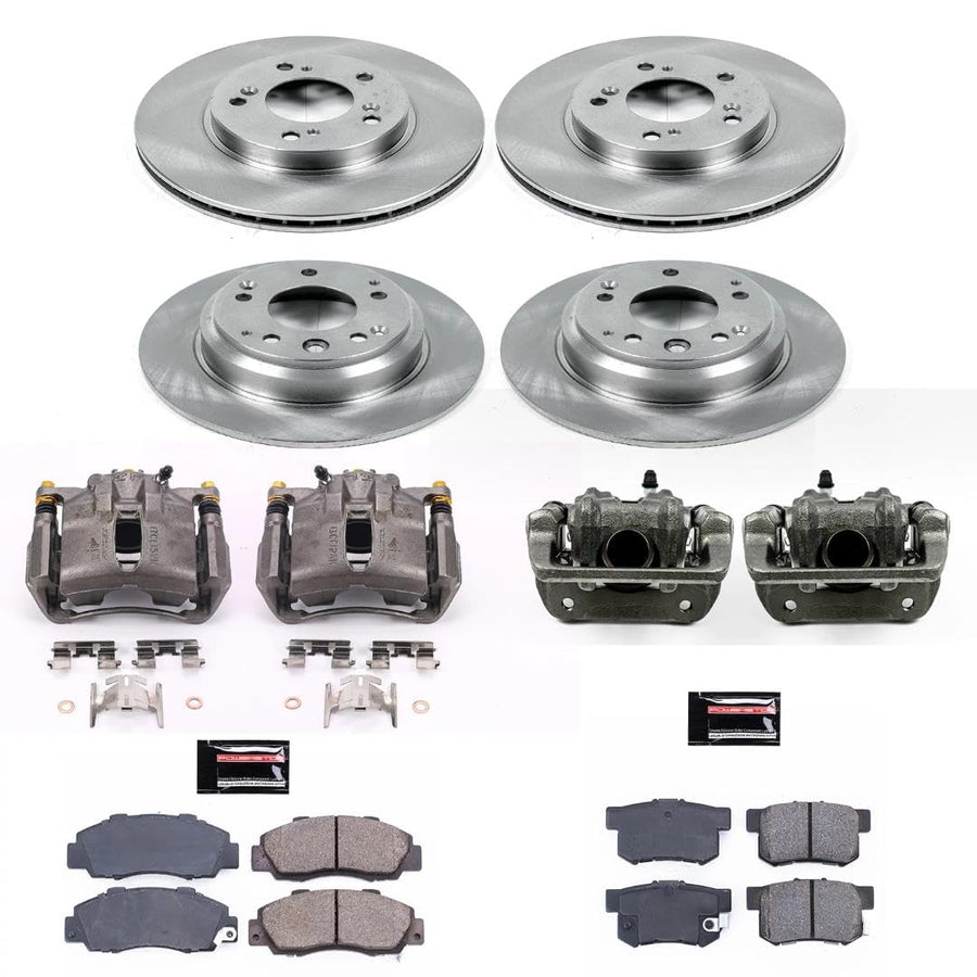 Power Stop KCOE2717 Replacement Autospeciality Front and Rear Caliper Kit- OE Rotors, Ceramic Brake Pads, Calipers For Acura Legend 1991-1995 [Model Specific]