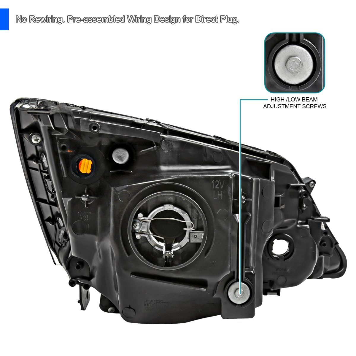 Smoke Headlights SPEC-D TUNING Compatible with 2007-2011 Honda CR-V CRV Left + Right Head Lamps Assembly