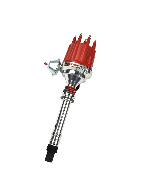 PerTronix D100711 Vacuum Advance Flame-Thrower Plug and Play Red Male Cap Billet Electronic Distributor with Ignitor II Technology for Chevrolet Small Block/Big Block