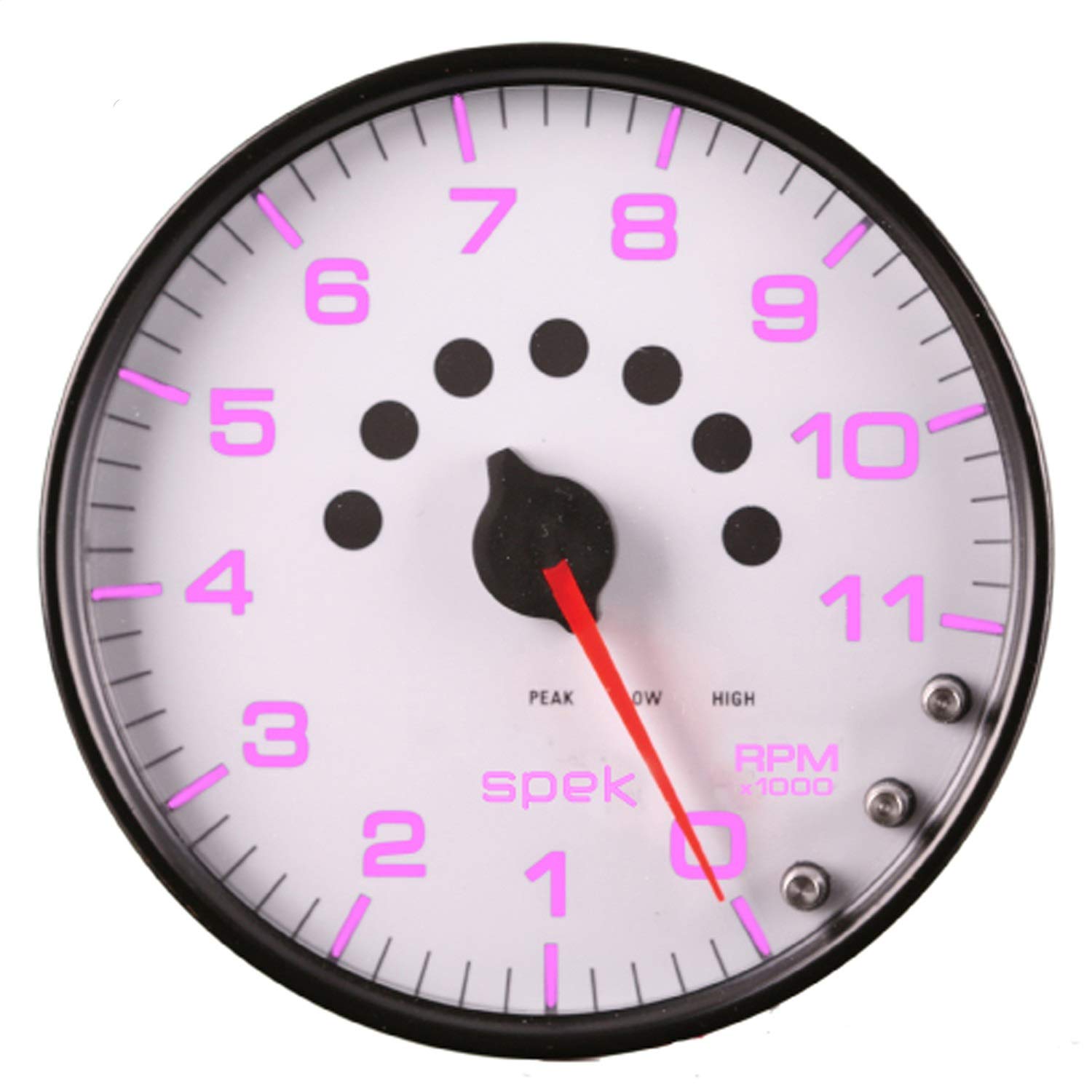 AutoMeter Gauge P23912 Tachometer (Spek-Pro 5", 11K RPM, with Shift Light & Peak Mem, White/Black, Spek-Pro)