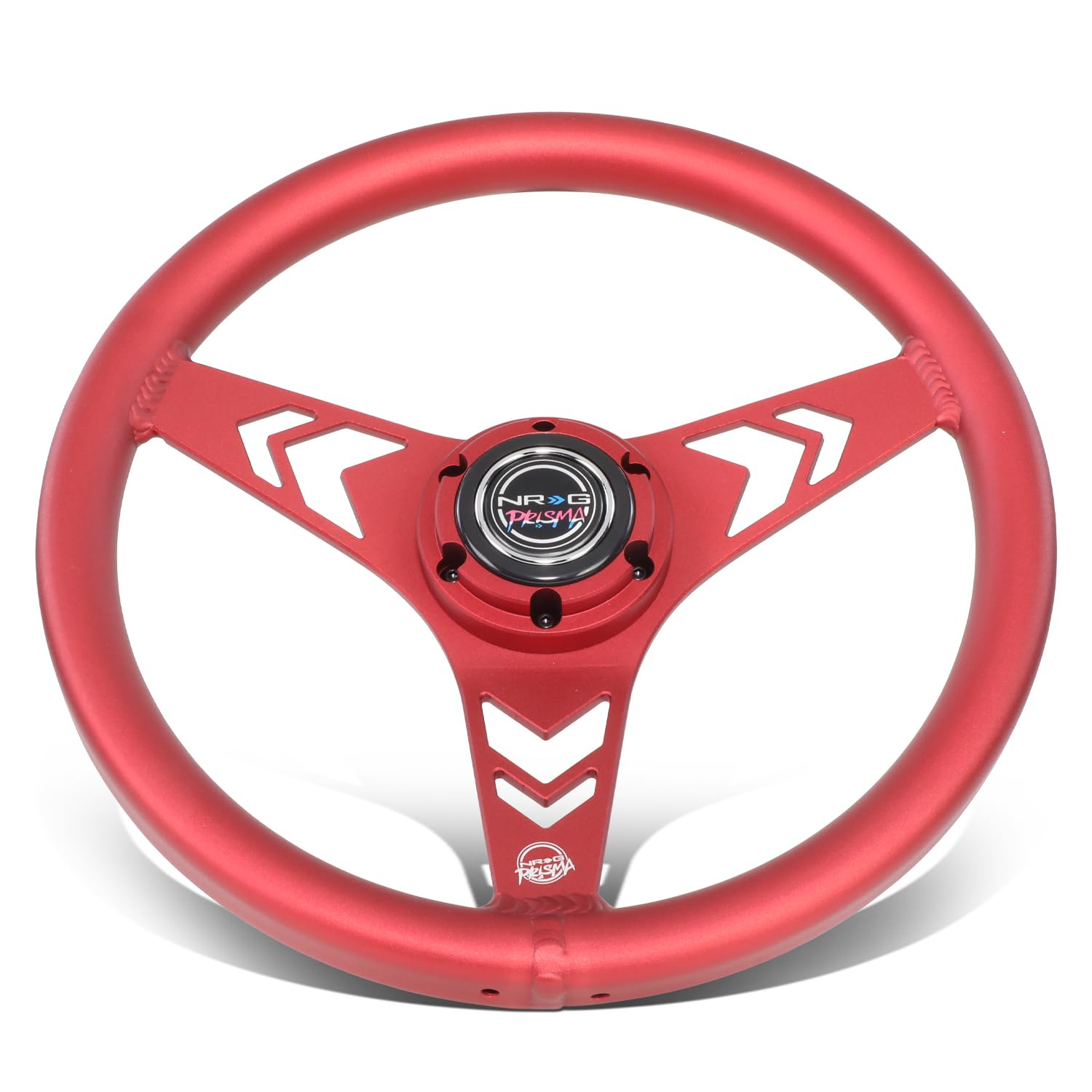 NRG Innovations All Aluminum Steering Wheel 330mm - Arow Cutout- Ergonomic Grip- Anadized Red NRG-RST-070-RD