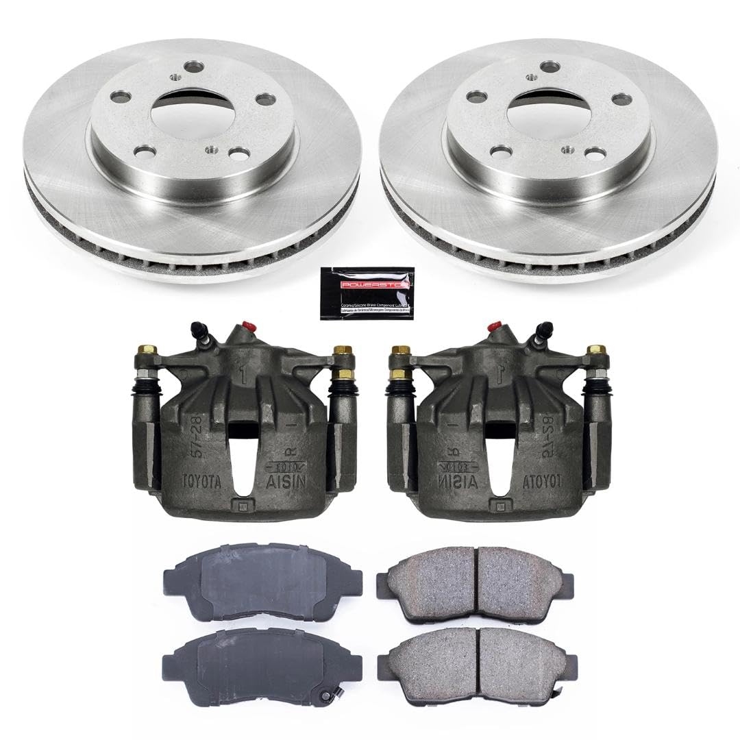 Power Stop KCOE1052 Replacement Autospeciality Front Caliper Kit- OE Rotors, Ceramic Brake Pads, Calipers For Toyota Camry 1992-1996 [Model Specific]