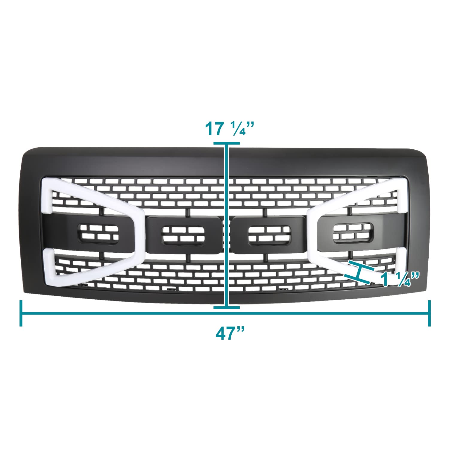 Black Mesh Front Hood Grille w/LED Light Tubes Spec-D Tuning Compatible with 2009-2014 Ford F-150