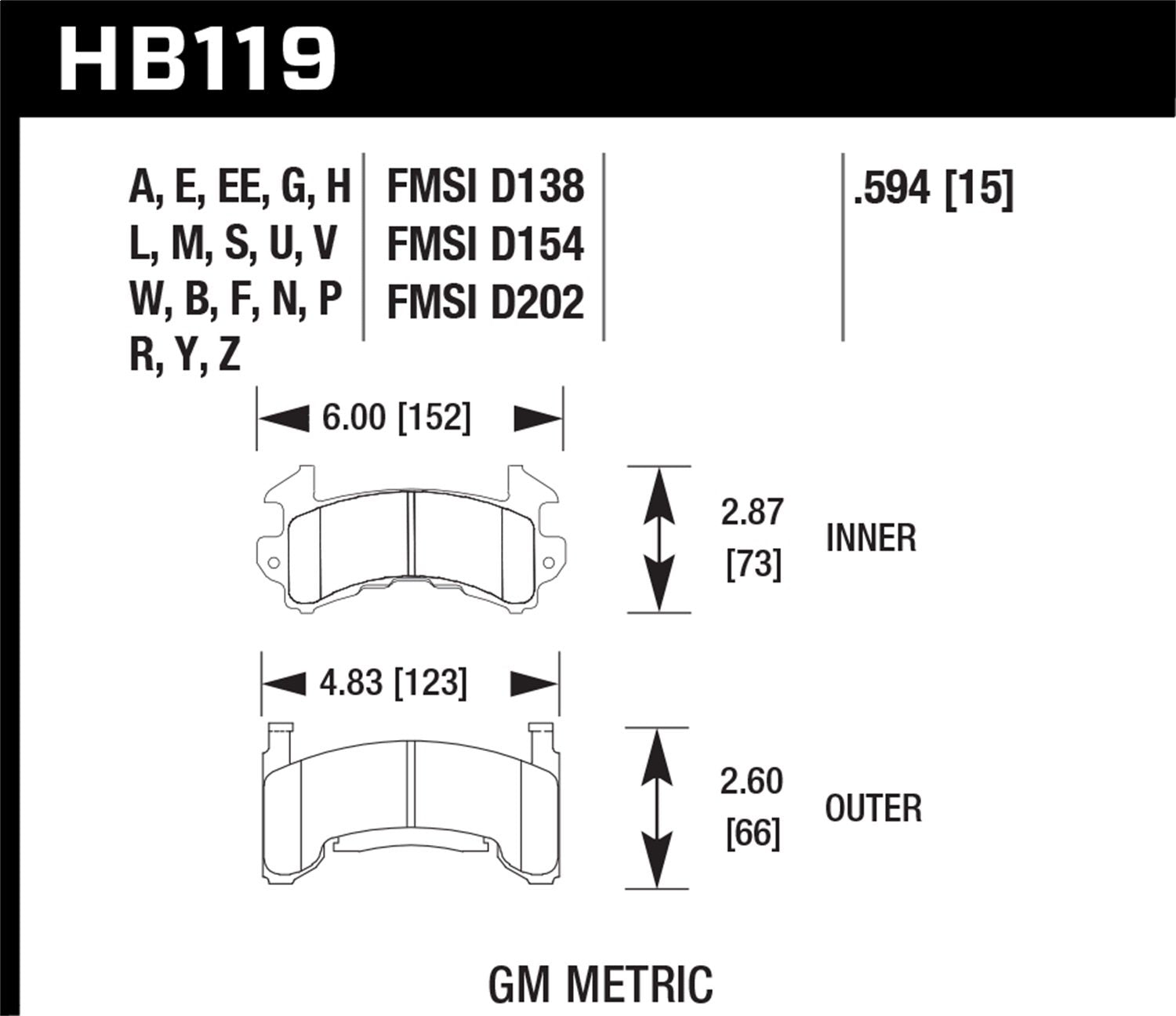 Hawk Performance Blue HB119E.594 9012 Motorsport Brake Pads