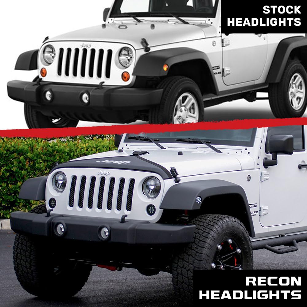 RECON - Premium Ultra Bright CREE LED Projector Headlights Fits 07-18 JK Wrangler 32W LED Low / 39W LED High Beam - (SMOKED LENS)