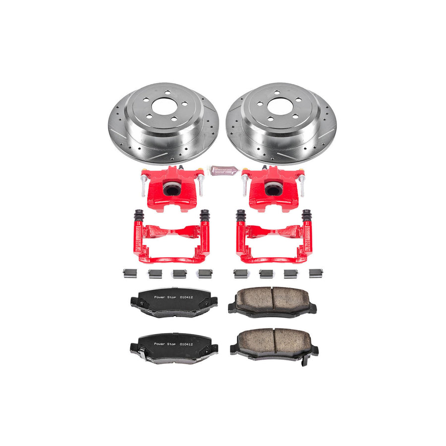 Power Stop Z23 Evolution Sport KC3046A 1 - Click Brake Kit with Powder Coated Calipers (Brake Pads Drilled/Slotted Rotors) For Dodge Nitro 2007-2011 Jeep Liberty 2008-2012 [Vehicle Specific]