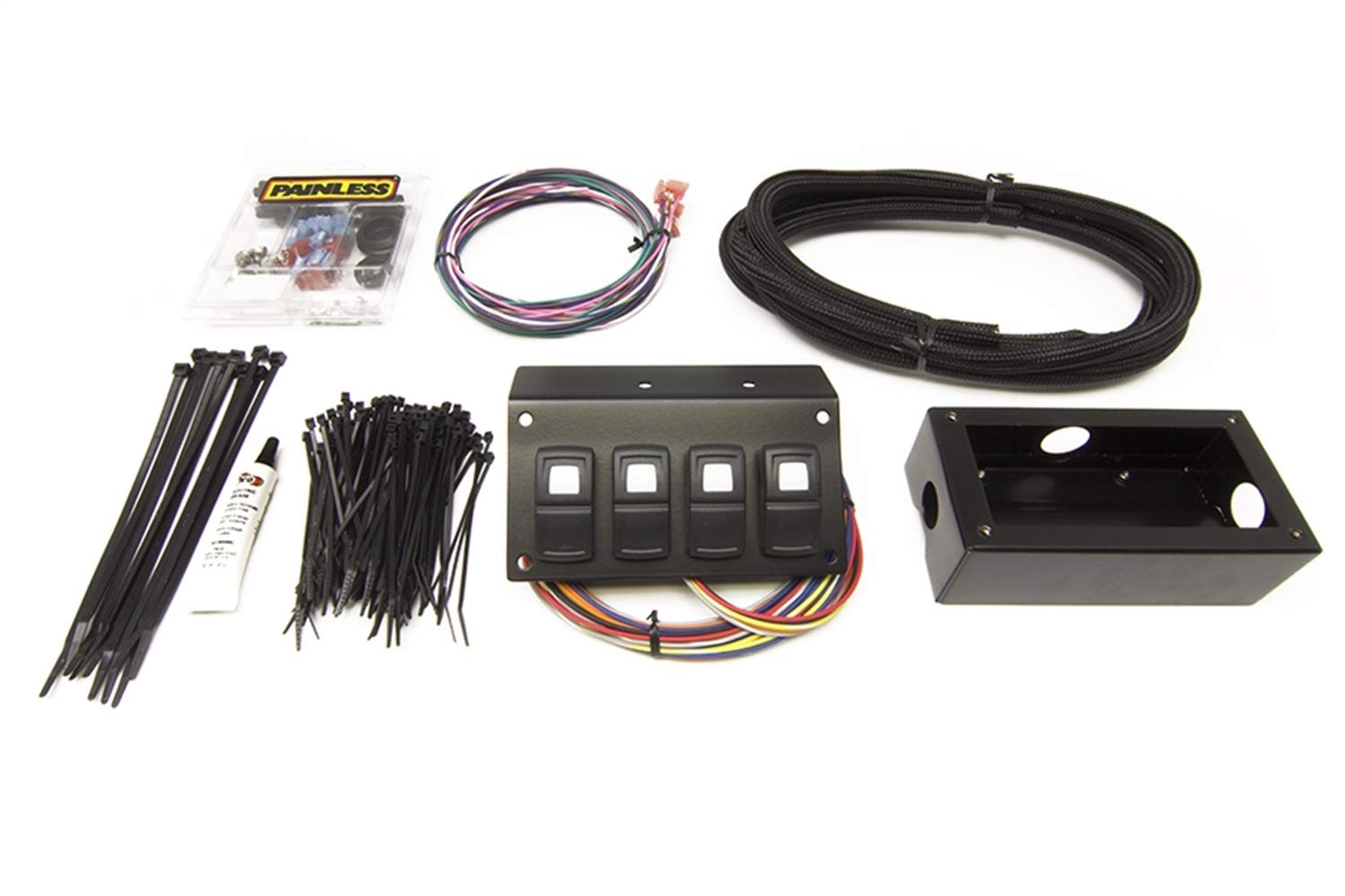 Track Rocker Painless Performance 58109 4-Switch Customizable Panel, Flanged or Underdash Mount
