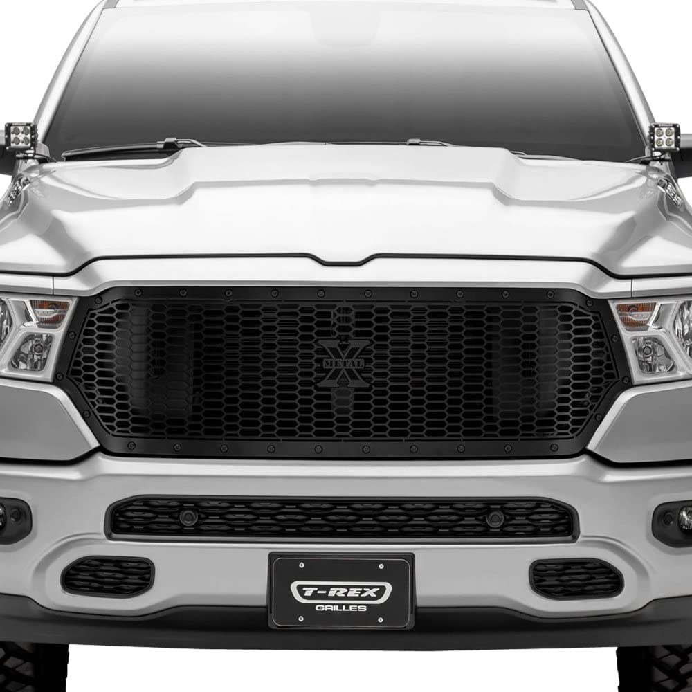 Stealth Laser X Grille, Black, 1 Pc, Replacement, 2019-2022 Ram 1500 Laramie, Lone Star, Big Horn, Tradesman, Black Studs, Does Not Fit Vehicles with Camera - PN #7714651-BR