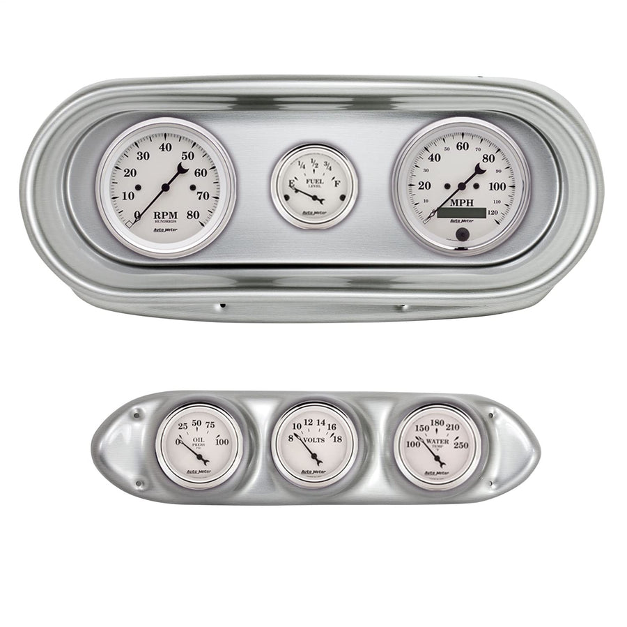 AutoMeter Dash Kit Direct Fit, Nova 62-65, Tach/Mph/Fuel/Oilp/Wtmp/Volt, Old-TYME White (2127-08)