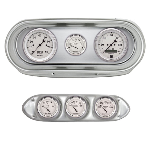 AutoMeter Dash Kit Direct Fit, Nova 62-65, Tach/Mph/Fuel/Oilp/Wtmp/Volt, Old-TYME White (2127-08)