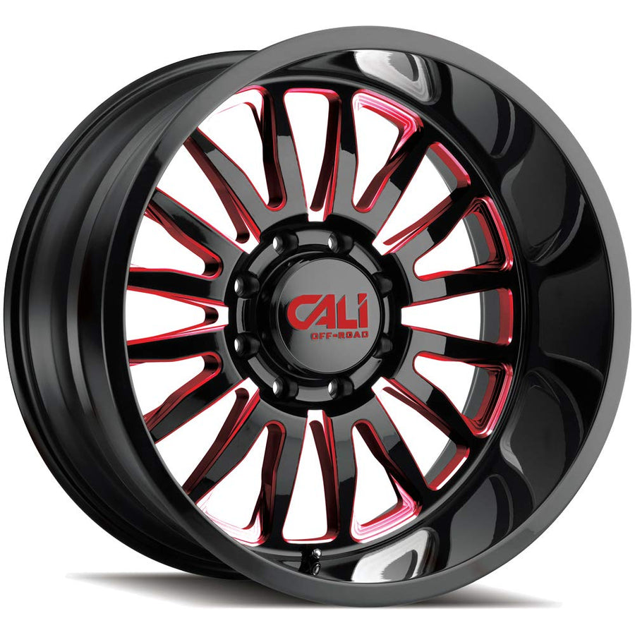 9110-24481BTR CALI OFF-ROAD Summit 9110 Gloss Black/Red Milled Spokes 24X14 8-165.1 -76mm 125.2mm