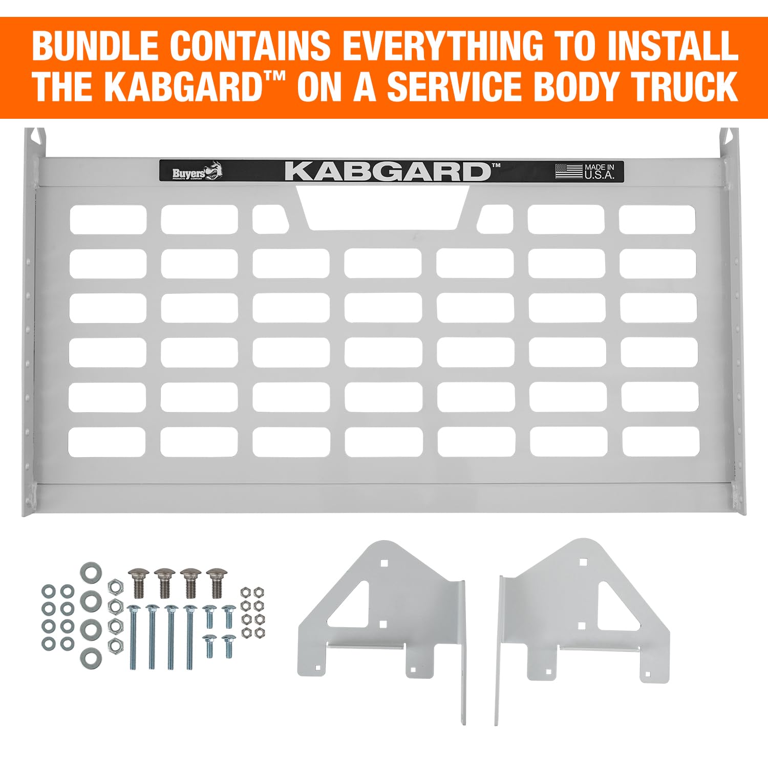 5404927 Buyers Products Kabgard Headache Rack W/Mounting Kit for Dual-Wheel Service Body Trucks, 49 Inch, White Gloss Finish, Service Body Headache Rack Kit