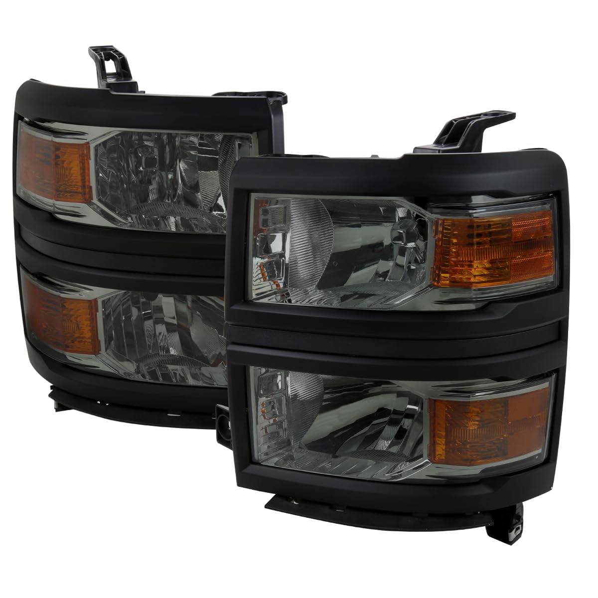 Chrome 1500 Headlights Light Smoked Lens with Black Trim - USES Stock Bulbs