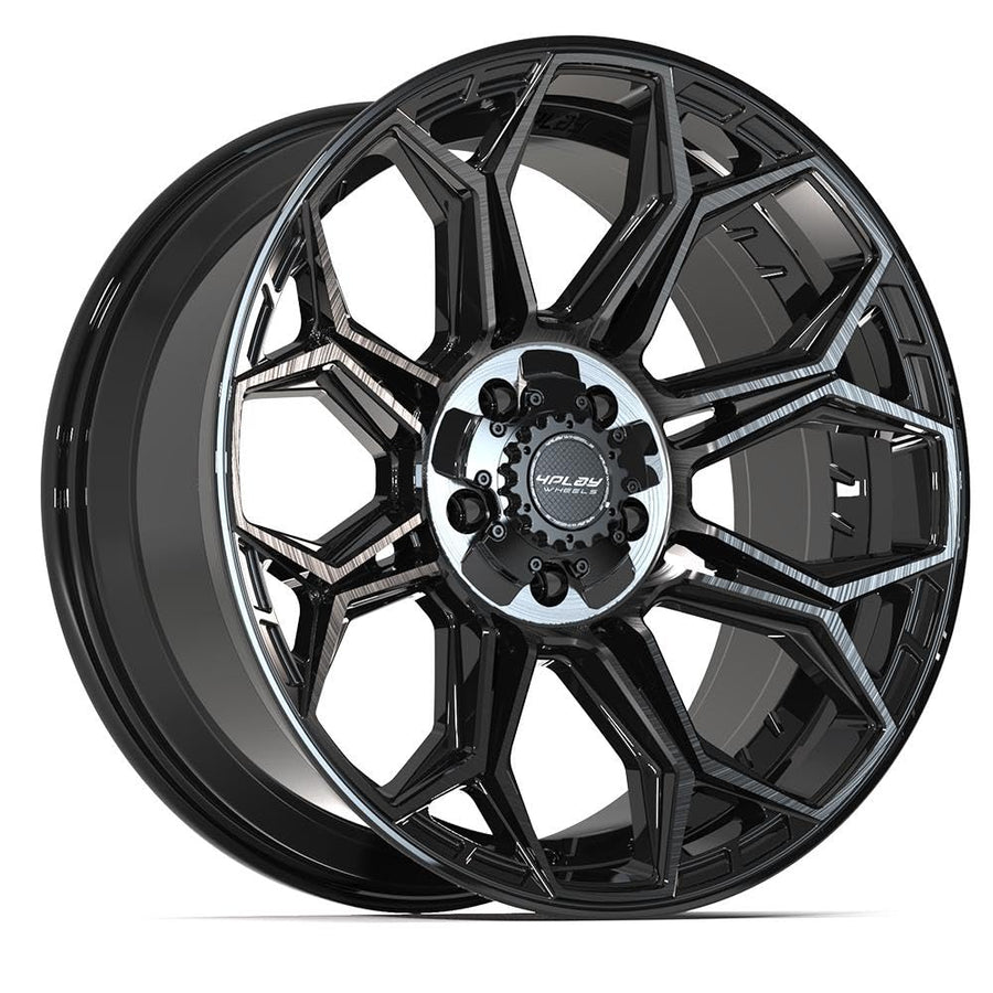 4PLAY Wheels 20 Inch Rim 4P83 Fits 5x127 & 5x139.7 20x9 Gloss Black Brushed with Tinted Clear (1)