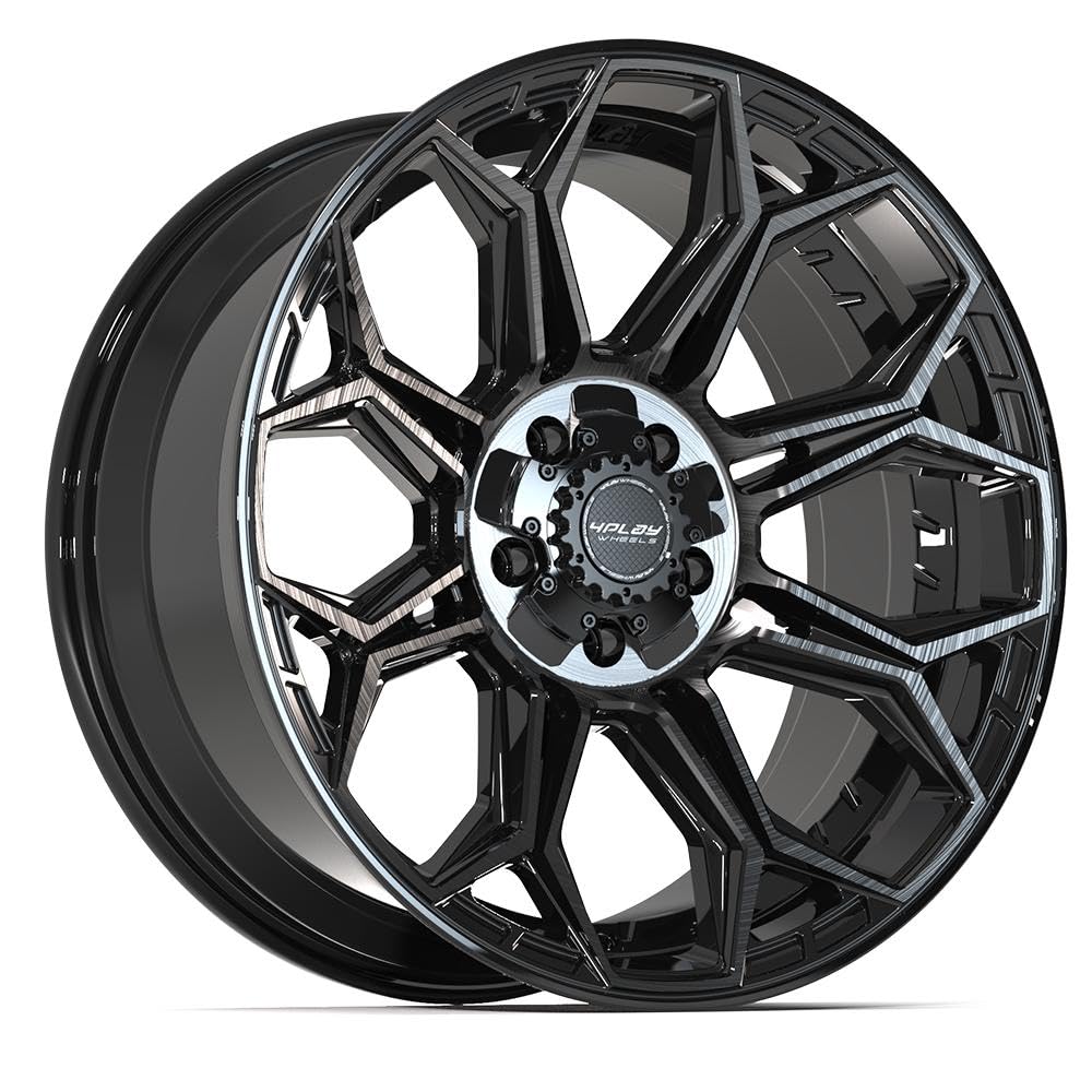 4PLAY Wheels 20 Inch Rim 4P83 Fits 5x127 & 5x139.7 20x9 Gloss Black Brushed with Tinted Clear (1)
