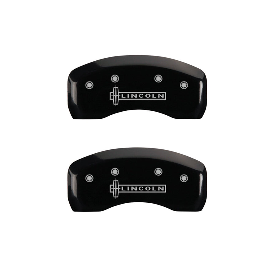 MGP Caliper Covers 'LINCOLN' 36018SLCNBK Engraved Caliper Cover with Black Powder Coat Finish and Silver Characters, (Set of 4)