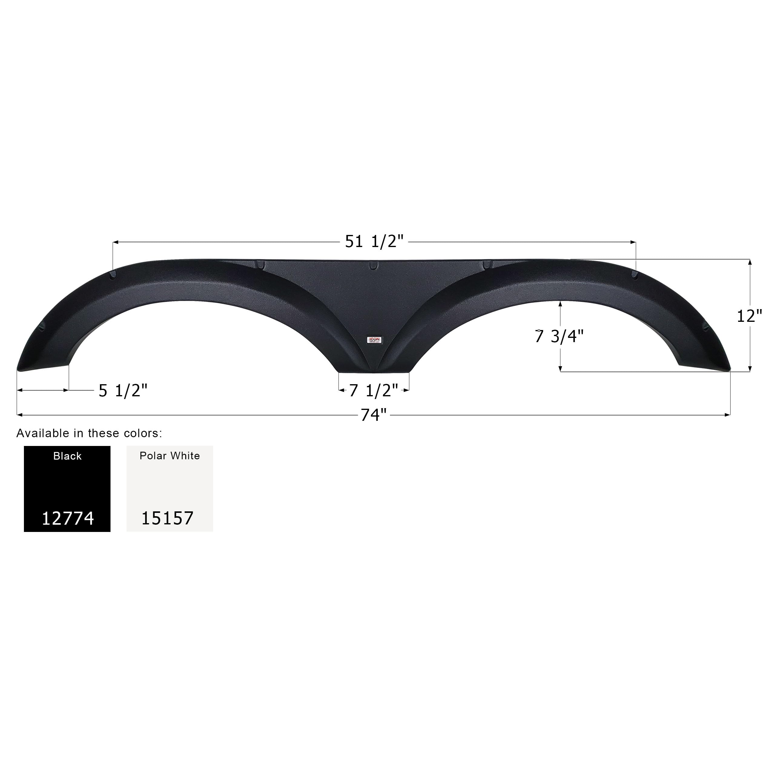 Fender Skirt ICON 15157, Tandem, Forest River, FS2774, Polar White
