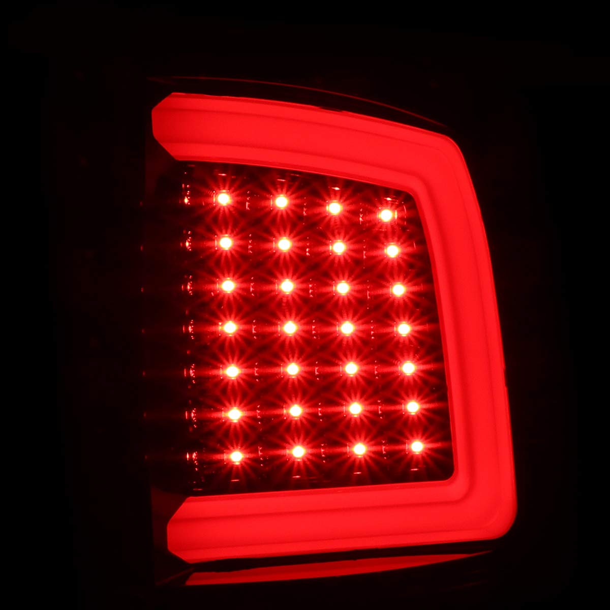 2009-2018 Dodge RAM LED Tail Lights Red C-Bar (Jet Black Housing/Clear Lens)