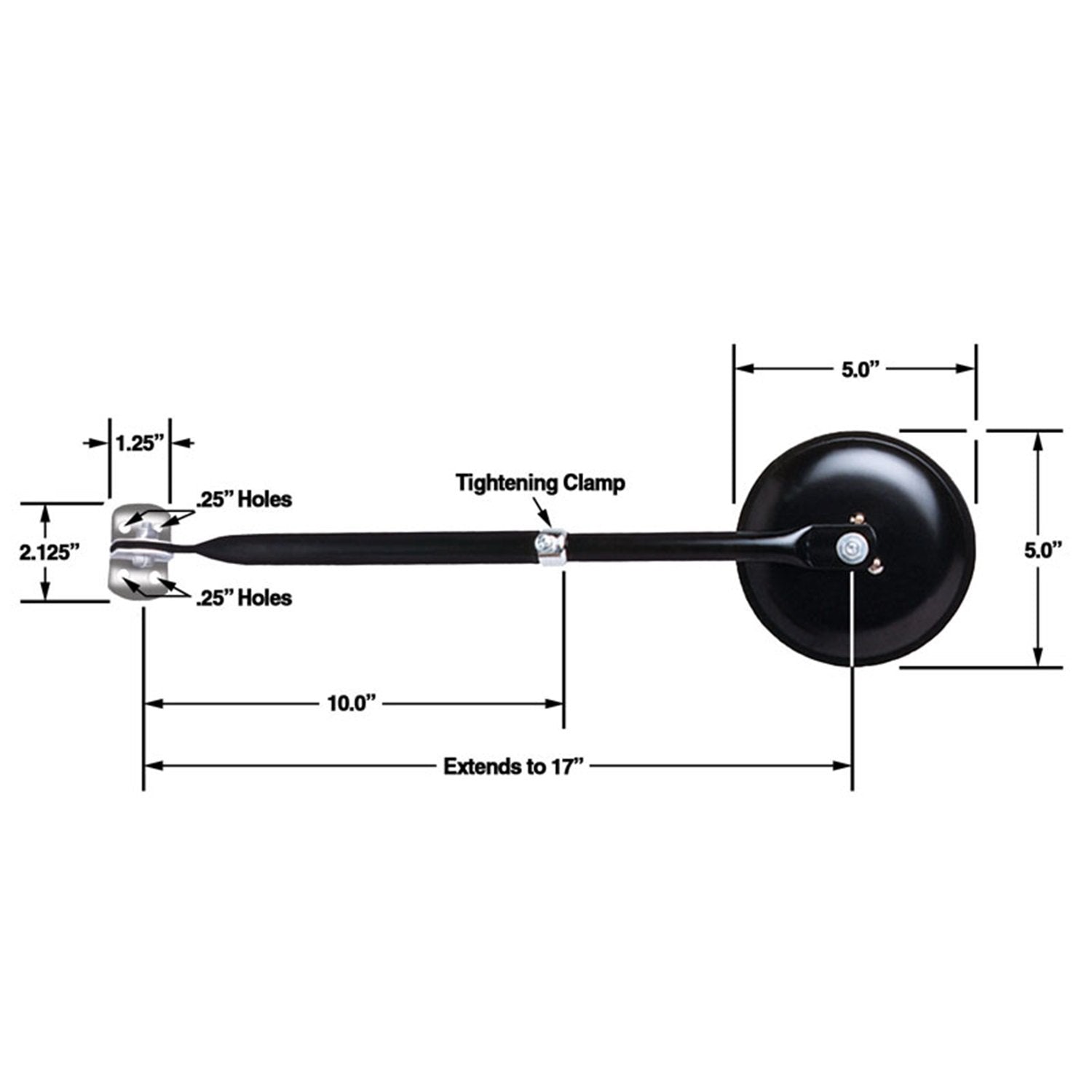 5" Round CIPA 49704, CJ2A, CJ3A, CJ3B, CJ5, CJ6, Black, 1 Count (Pack of 1)