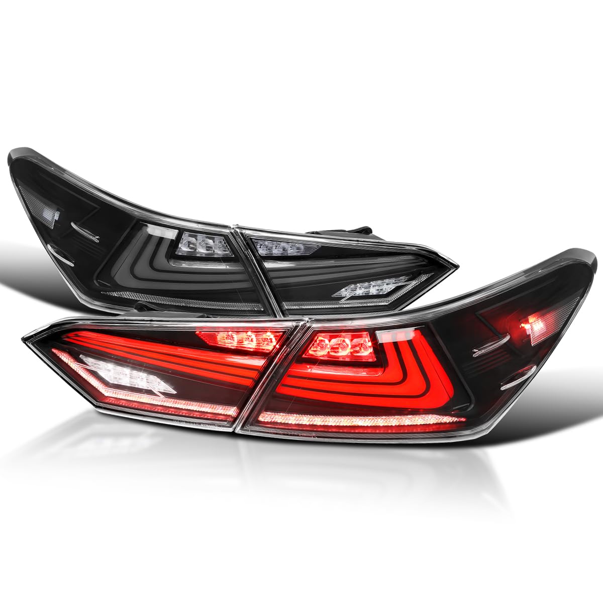 Sequential Tail Lights SPEC-D TUNING Black w/LED Turn Signal and Startup Animation Compatible with 2018-2022 Toyota Camry, Left + Right Pair Assembly