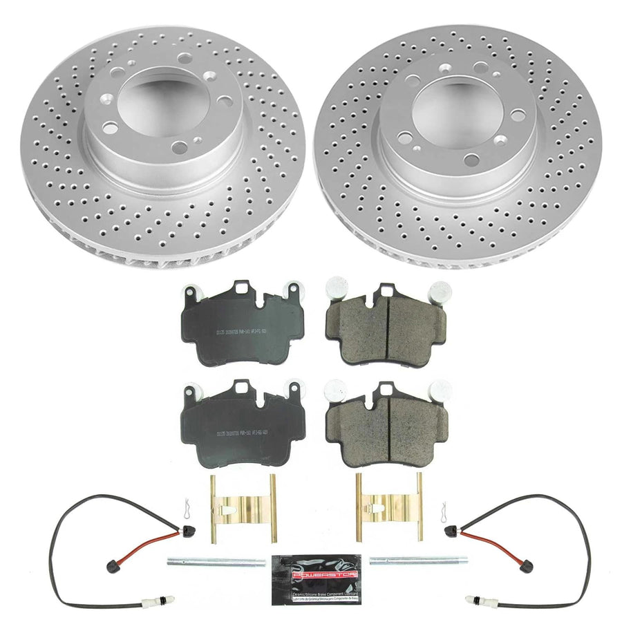 Power Stop Z17 CRK7195 Coated Rotor Kit- Coated Brake Rotors, Ceramic Brake Pads For Porsche 911 2006-2008 [Model Specific]