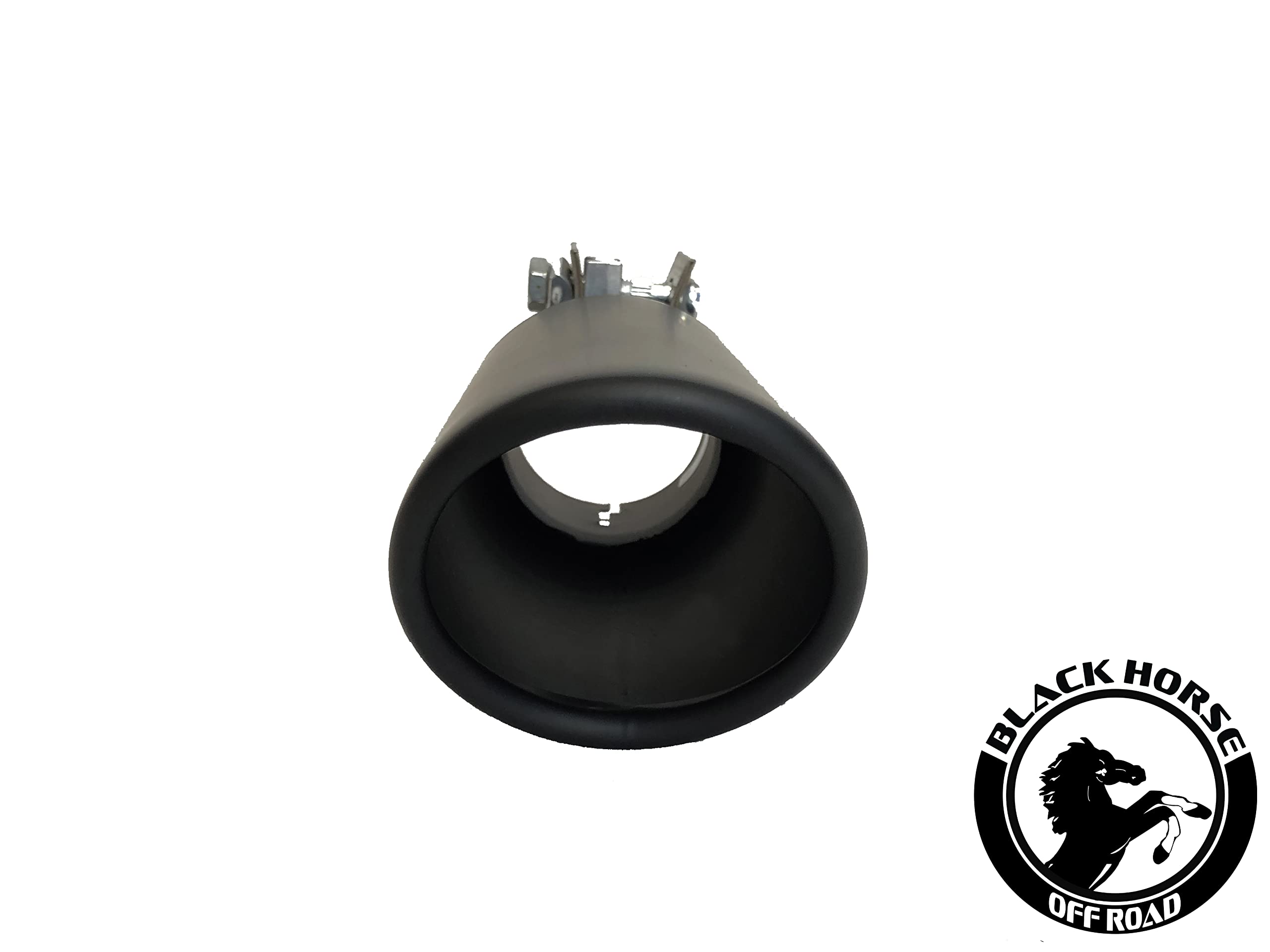 Exhaust Muffler Tip Black Horse, 3" inlet,4" outlet and 10" Length Single Wall Black Compatible with All Cars, Trucks and SUVs-MT-RR01BK