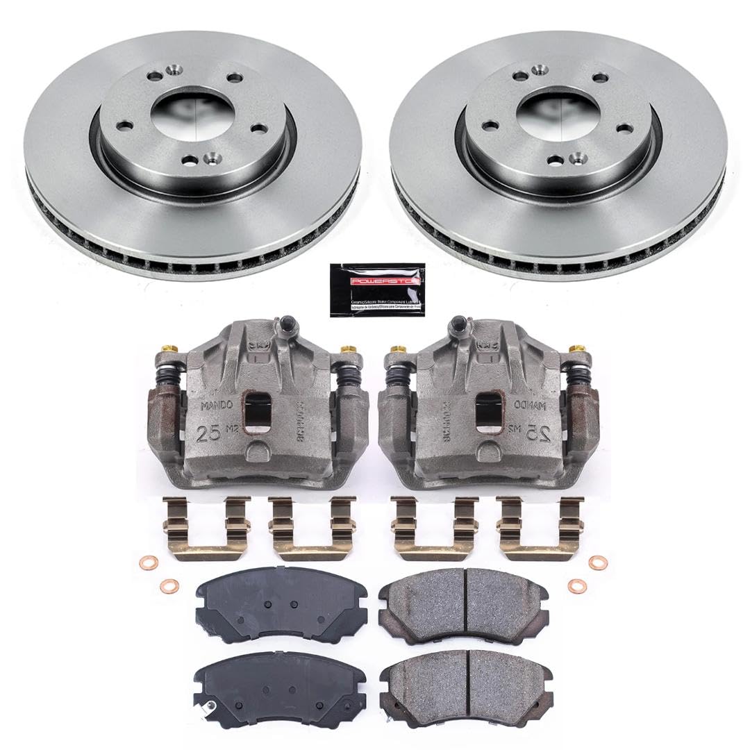 Power Stop KCOE165A Replacement Autospeciality Front Caliper Kit- OE Rotors, Ceramic Brake Pads, Calipers For Hyundai Tiburon 2003-2005 [Model Specific]