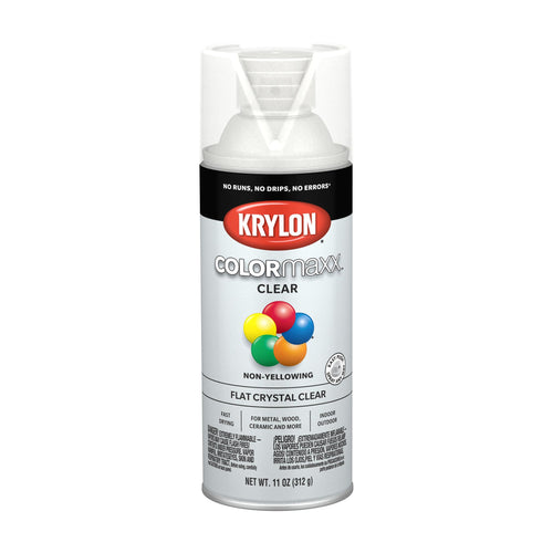 Krylon COLORmaxx K05547007 Acrylic Clear Finish for Indoor/Outdoor Use, Flat Crystal Clear, 11 Ounce (Pack of 1)
