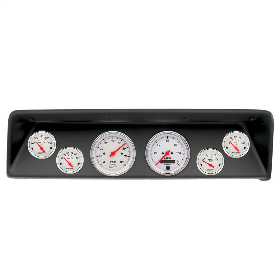 AutoMeter Dash Kit Direct Fit, (3 3/8" X2, 2 1/16" X4), Chevrolet Nova 66-67, Arctic White (2112-03)