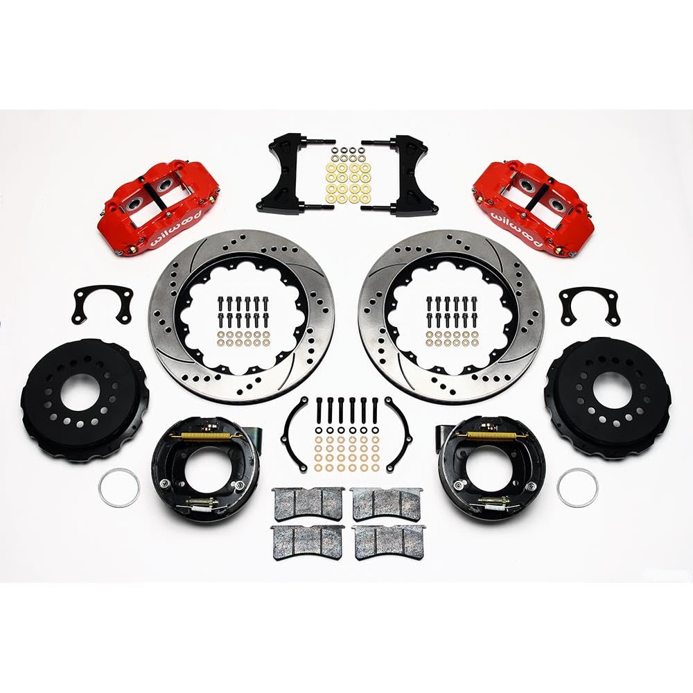 WILWOOD 140-10012-DR Rear P-Brk Kit,14.00" FNSL4R, Drill, Red New Big Ford 2.50" Offset