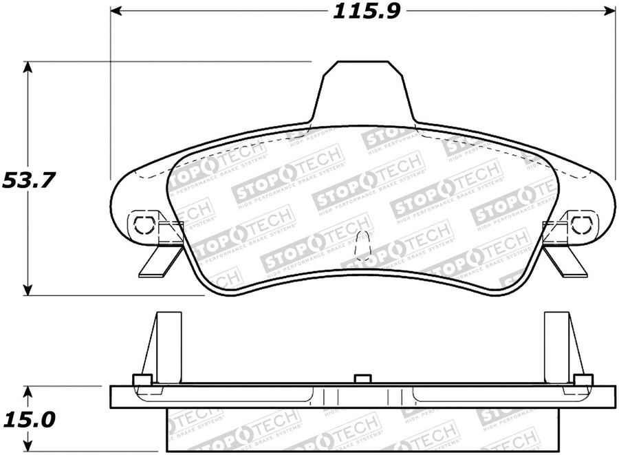 Rear StopTech 308.08991 Brake Pads with Shims Street