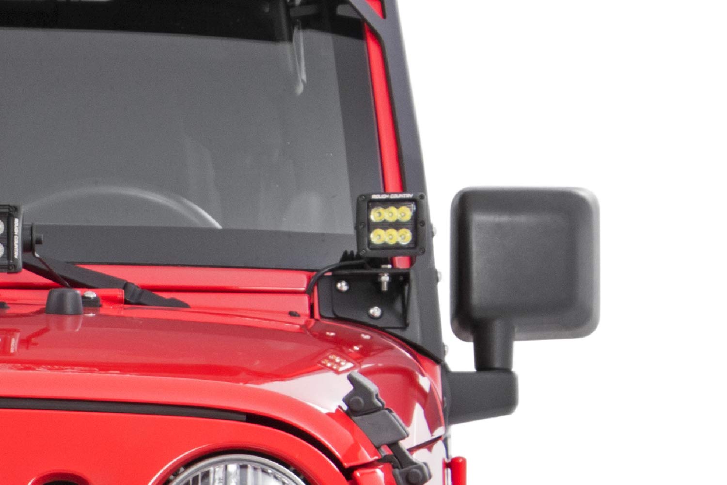 Lower Rough Country Windshield Light Brackets for 07-18 Jeep Wrangler JK - 70044 , Black