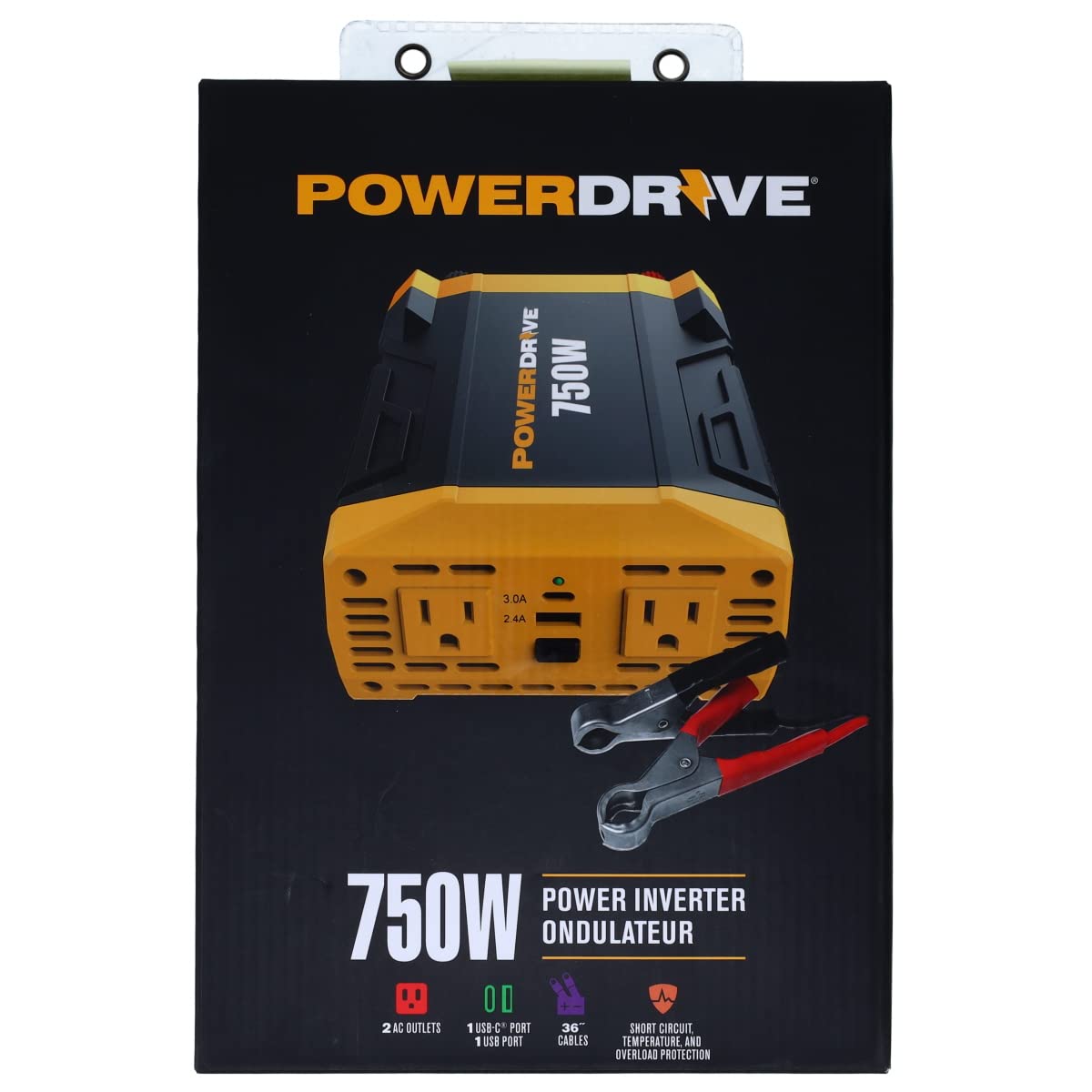 PowerDrive 750 Watt PWD750 Power Inverter -12v DC to 110v AC Car Converter with 2 USB Ports and 2 AC Outlets