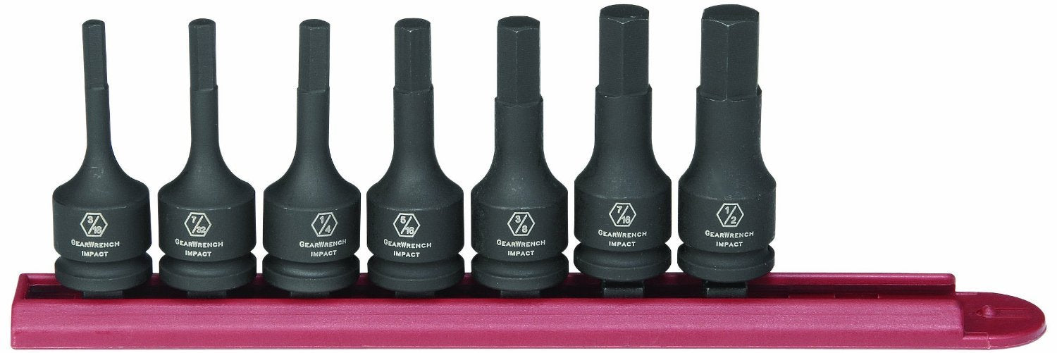 3/8" Drive 7 Piece 6 Point SAE Hex Impact Socket Set