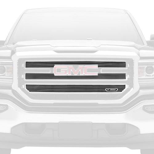 2016-2018 Sierra 1500 SLE T-Rex Grilles Laser Billet Grille, Polished, 3 Pc, Overlay - PN #6212130