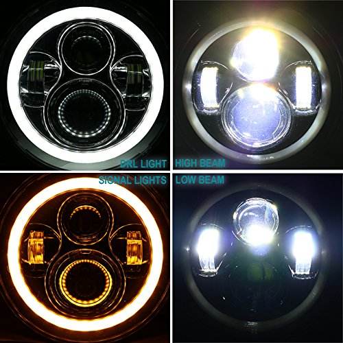 Projector Headlight Spec-D Tuning LHP-7RNDJM-H-MSX2 Black (7 Inch Round With Halo)