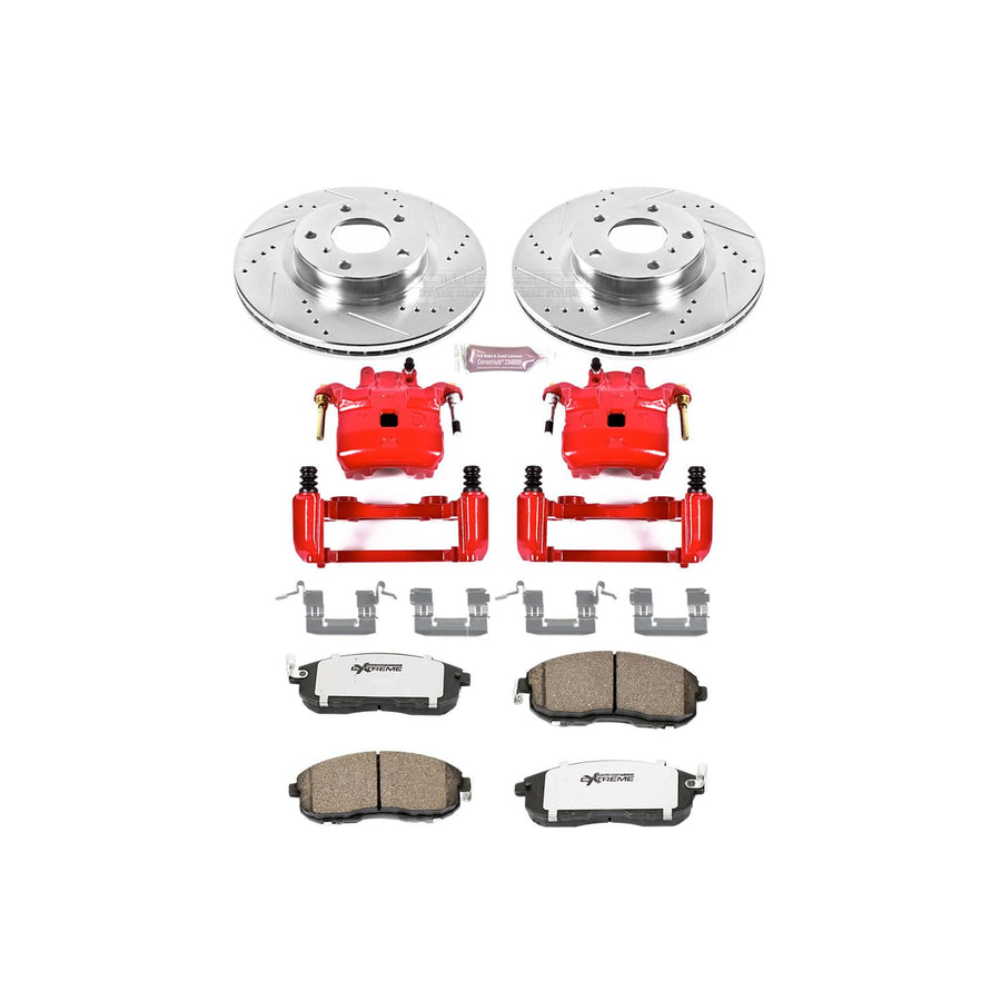 Power Stop Z26 KC3140-26 Front Street Warrior Brake Kit Infiniti Nissan For INFINITI G35 2003-2005, Nissan 350Z 2003-2005 [Model Specific]