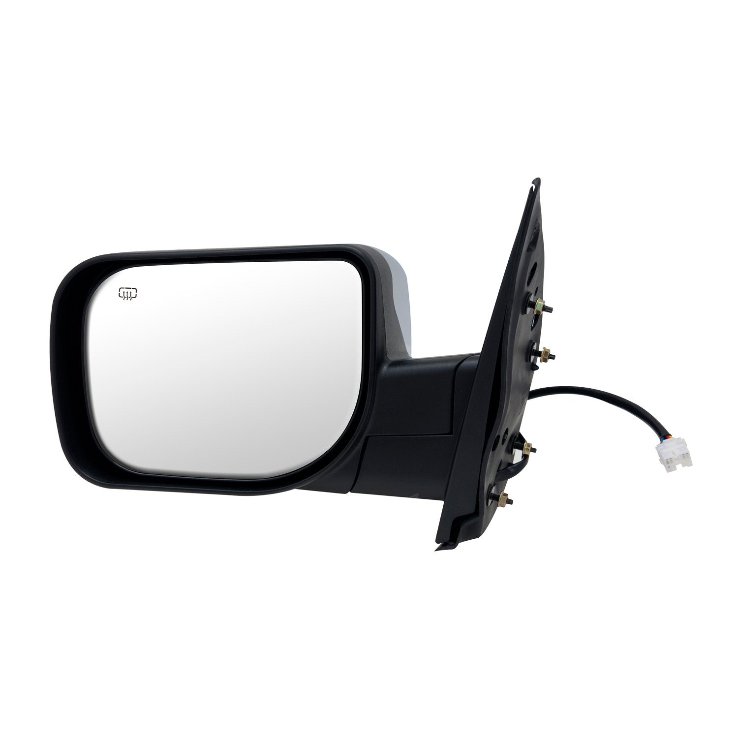 Mirror Driver Side for Nissan Titan SV Model, Textured Black w/Chrome Cover, Foldaway, Power