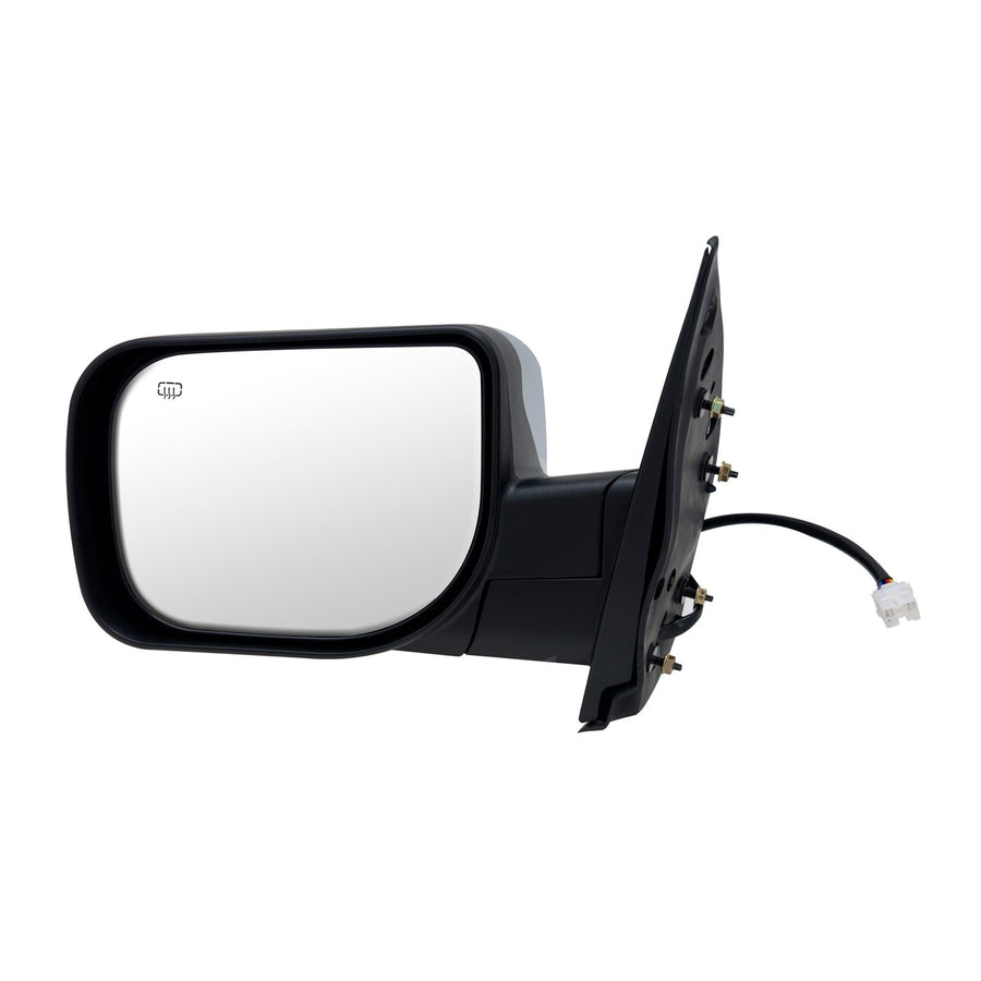 Mirror Driver Side for Nissan Titan SV Model, Textured Black w/Chrome Cover, Foldaway, Power