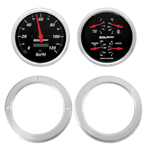 AutoMeter Dash Kit Direct Fit, 2 Pc, Chevy Truck 54-55, 2 X 5, Designer Black (7037-06)