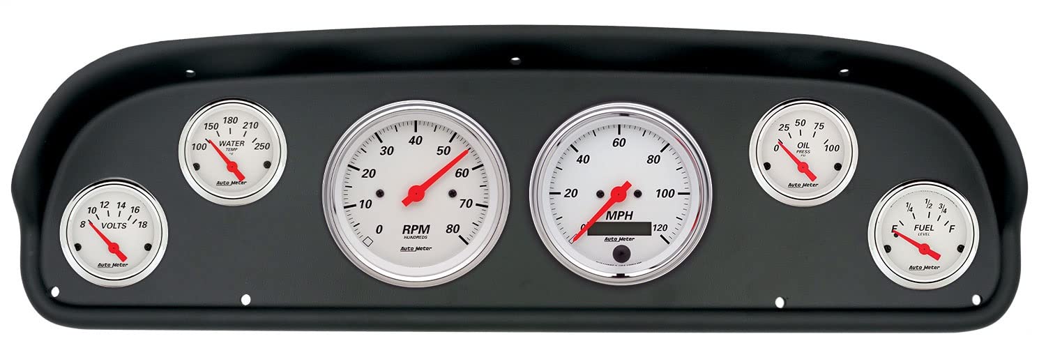 AutoMeter Dash Kit Direct Fit, (3 3/8" X2, 2 1/16" X4), Ford F100 57-60, Arctic White (2101-03)