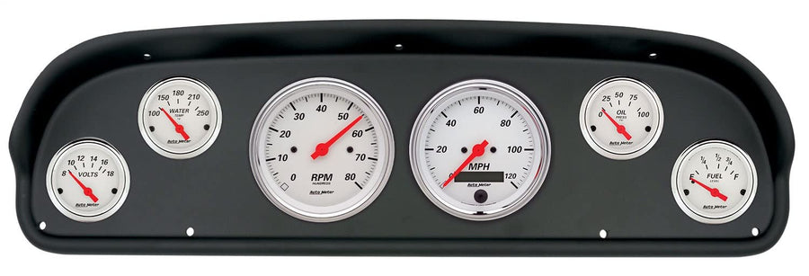 AutoMeter Dash Kit Direct Fit, (3 3/8" X2, 2 1/16" X4), Ford F100 57-60, Arctic White (2101-03)