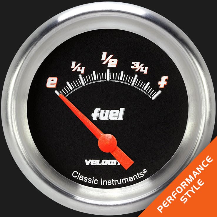 Velocity Black Classic Instruments 2 5/8" Fuel Gauge VS212BAPF 0-90 Ohm