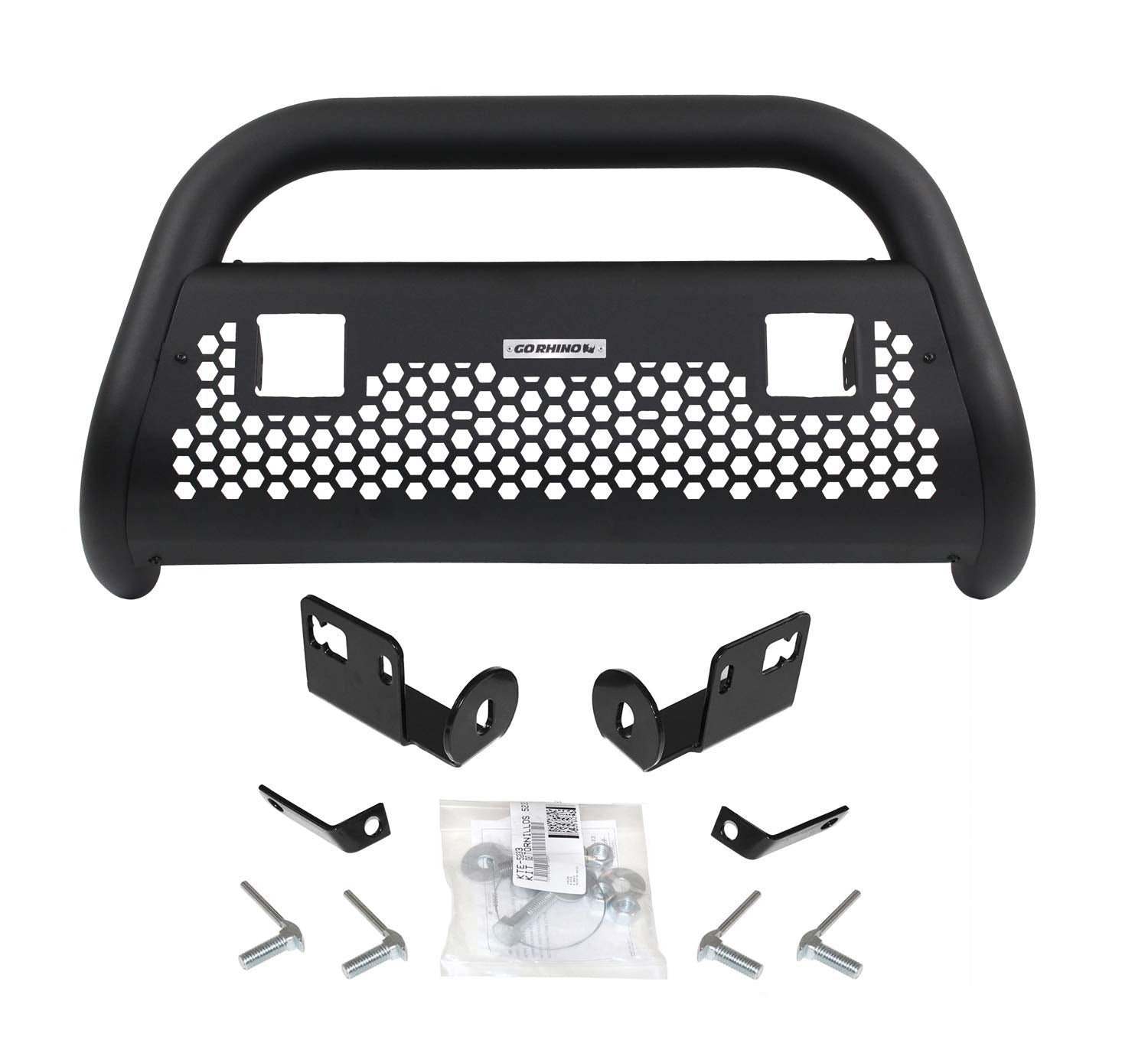 RC2 Bull Bar Go Rhino w/Two 3" Cube Lights & Mounting Brackets | Mild Steel, Textured Black | 55182T | Fits 2014-2015 Chevrolet Silverado 1500 (Excludes Driver Alert Package)