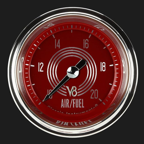 V8 Red Steelie Classic Instruments V8RS194SHC 2-1/8" Air/Fuel Ratio Gauge