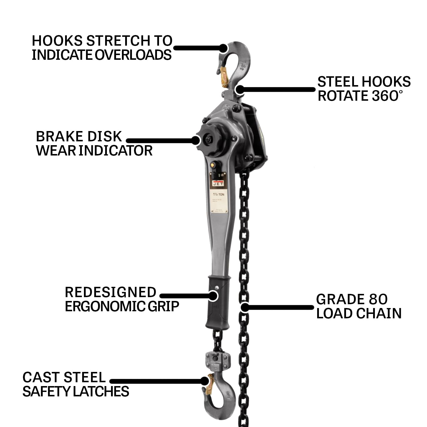 1-1/2 Ton JET Lever Hoist, 10' Lift (JLP-150A-10)
